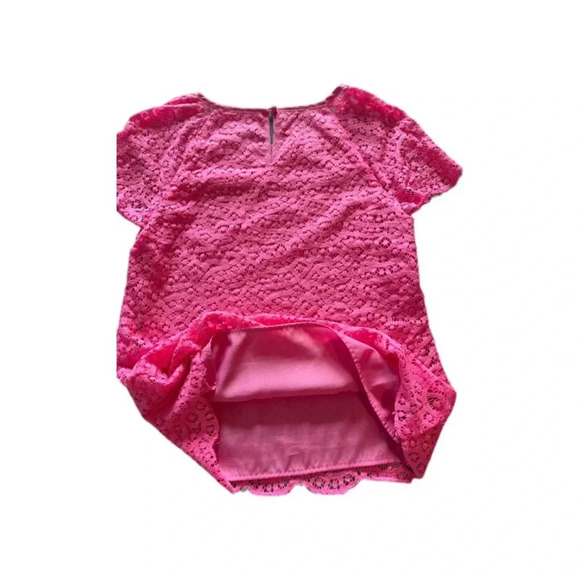 J Crew Pink Lace Overlay Short Sleeve Blouse Women’s XS - Picture 6 of 11